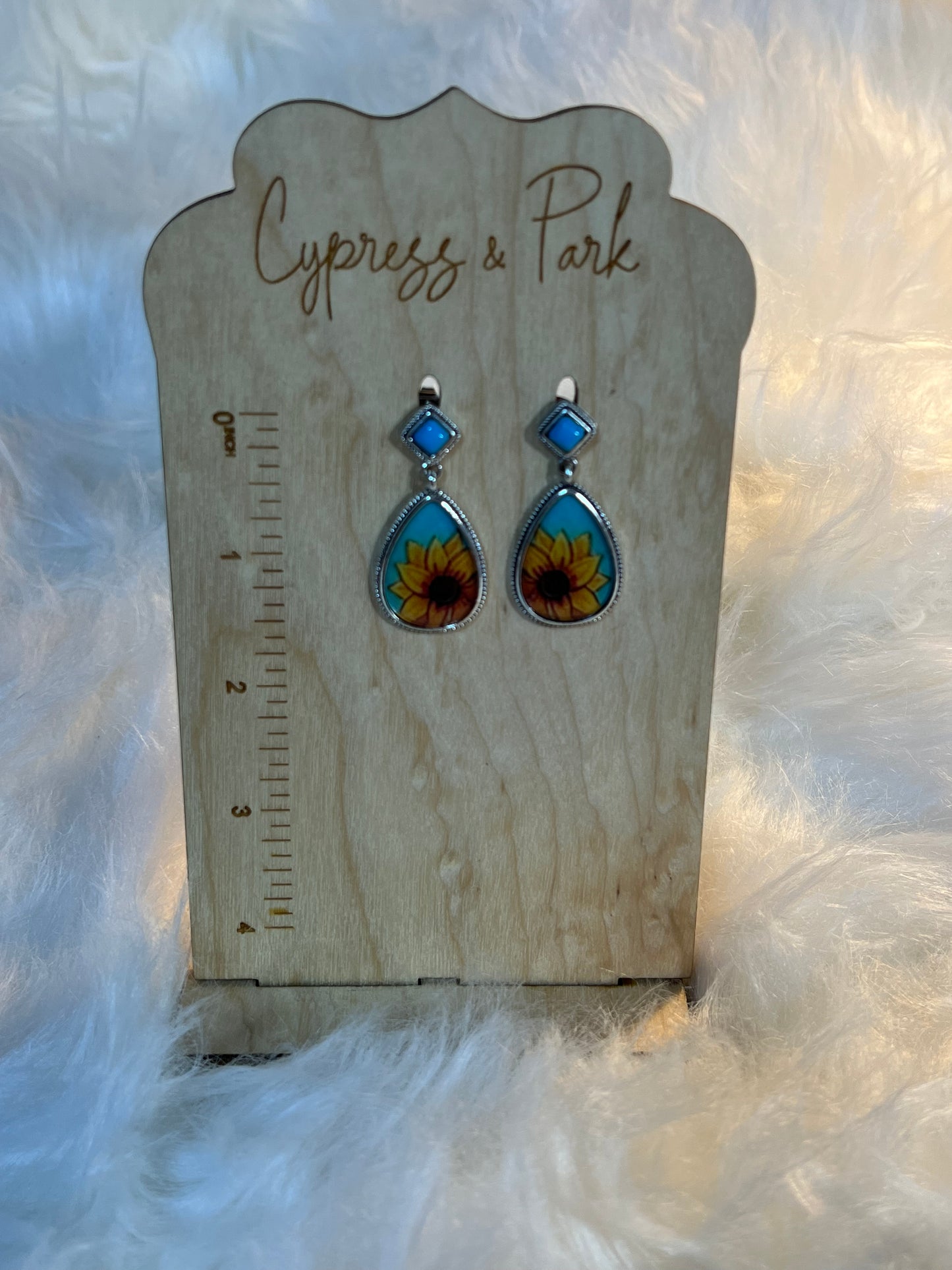 Turquoise and Sunflower Earrings