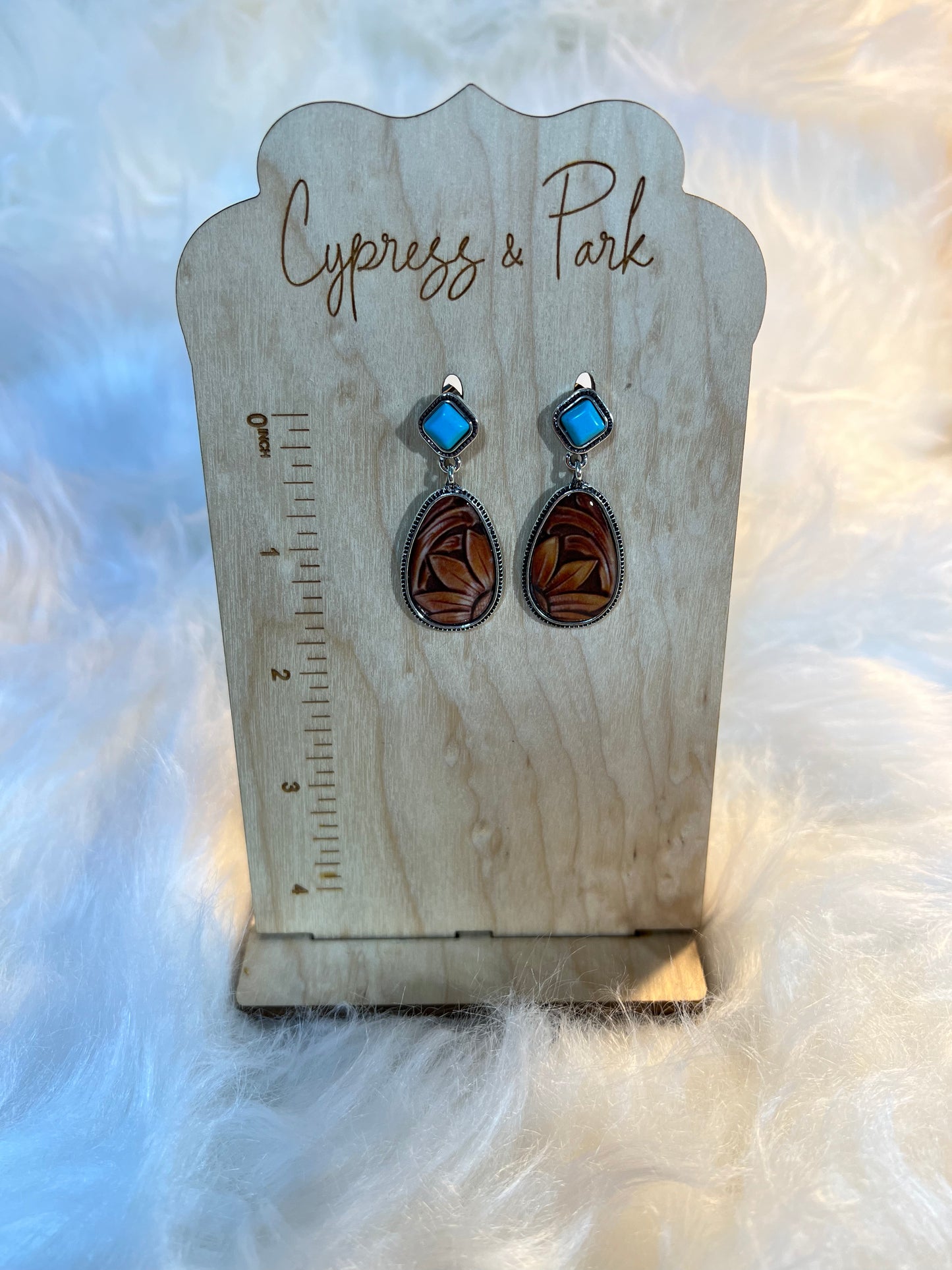 Turquoise and Brown Earrings