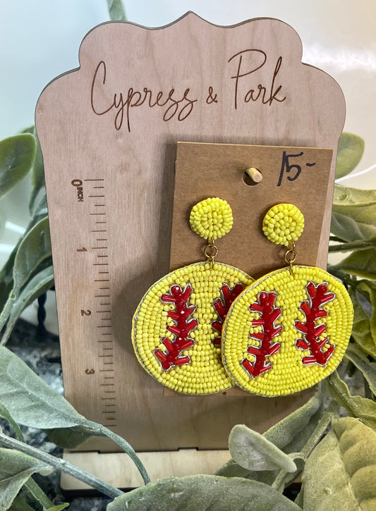 Softball Beaded Earrings