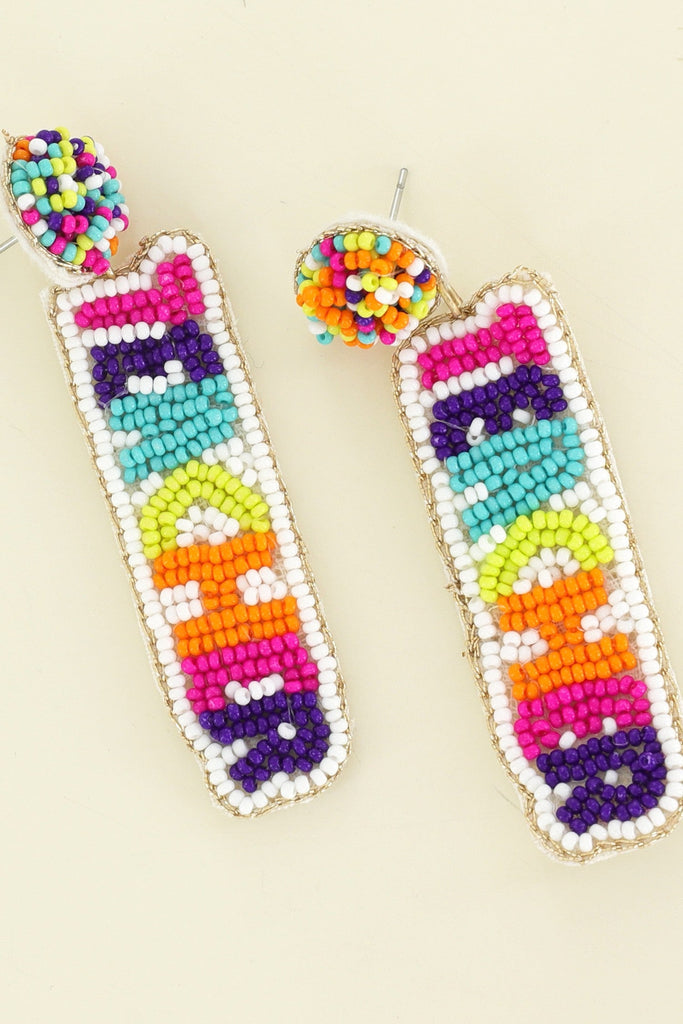 Teacher Bright Seed Beaded Earrings