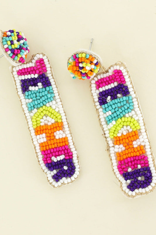 Teacher Bright Seed Beaded Earrings